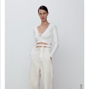 ZARA TIED CROPPED SWEATER